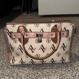 Adrienne Vittadini Cream and Brown Satchel